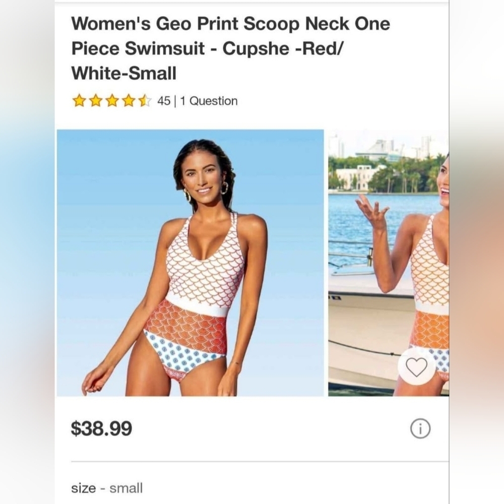 Women's geo print scoop neck swimsuit size S by Cupshe NWT - Picture 6 of 6